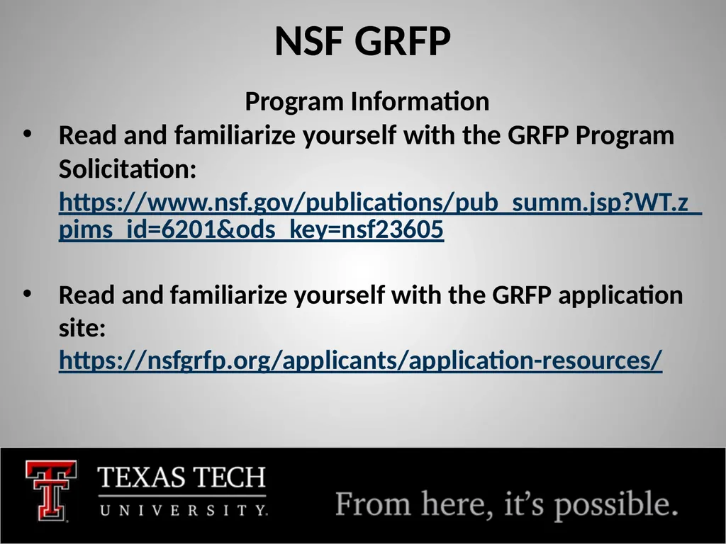 NSF GRFP FY 2025 Tim Dallas, PhD Associate Dean, - slide 6 of 23