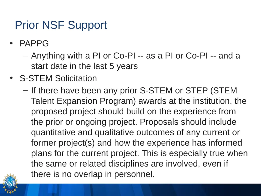 NSF S-STEM (17-527) PI Q&A Webinar -- You should - slide 5 of 14