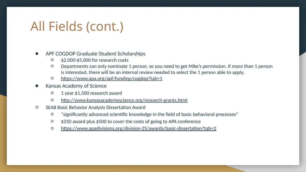 Funding Opportunities Non-exhaustive list put - slide 21 of 29