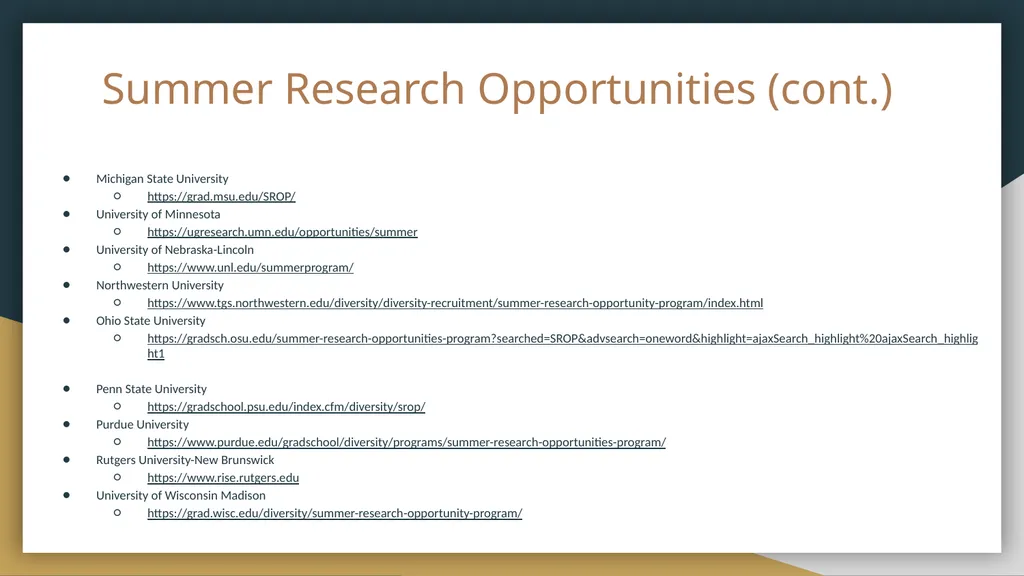 Funding Opportunities Non-exhaustive list put - slide 9 of 29