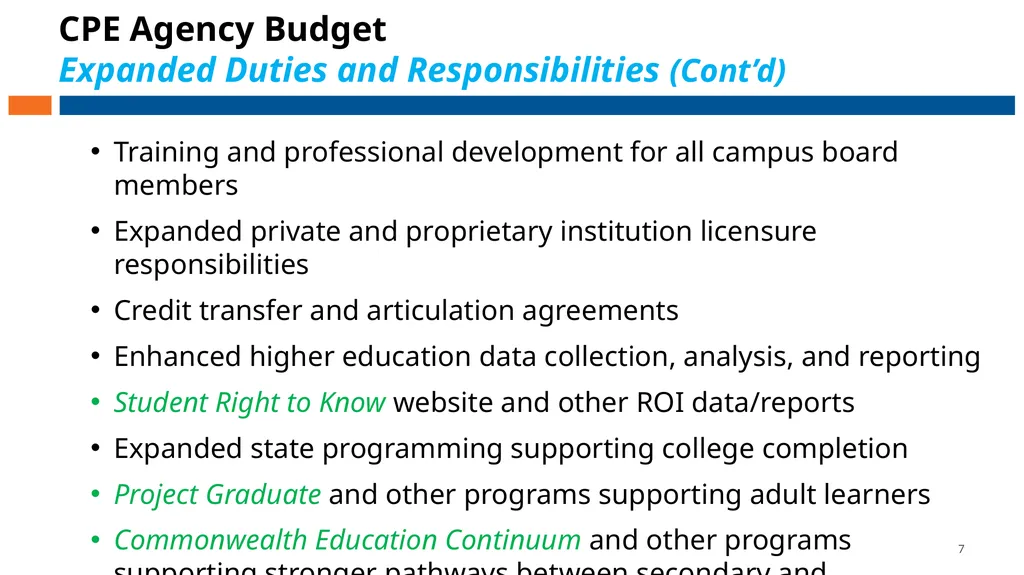 Council on Postsecondary Education Budget - slide 7 of 19
