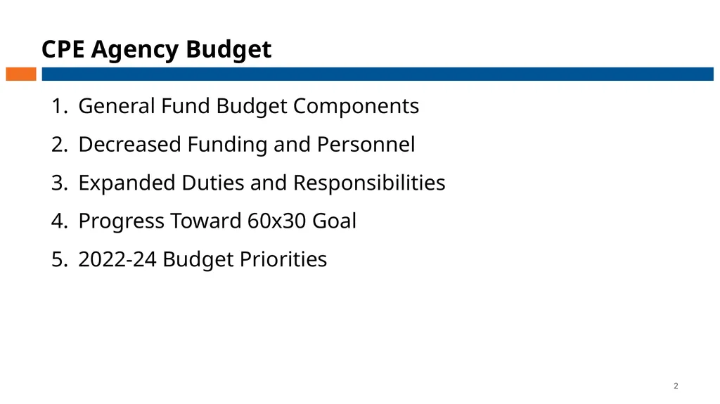 Council on Postsecondary Education Budget - slide 2 of 19