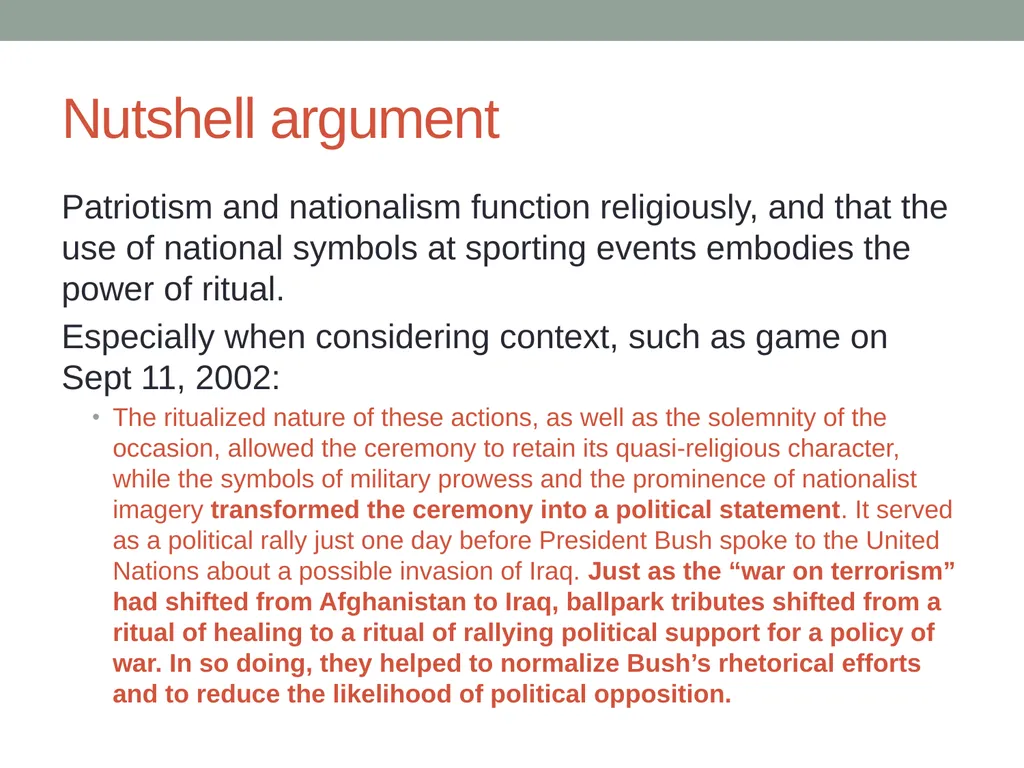 Sports, nationalism and patriotism Notes for COMM - slide 9 of 17