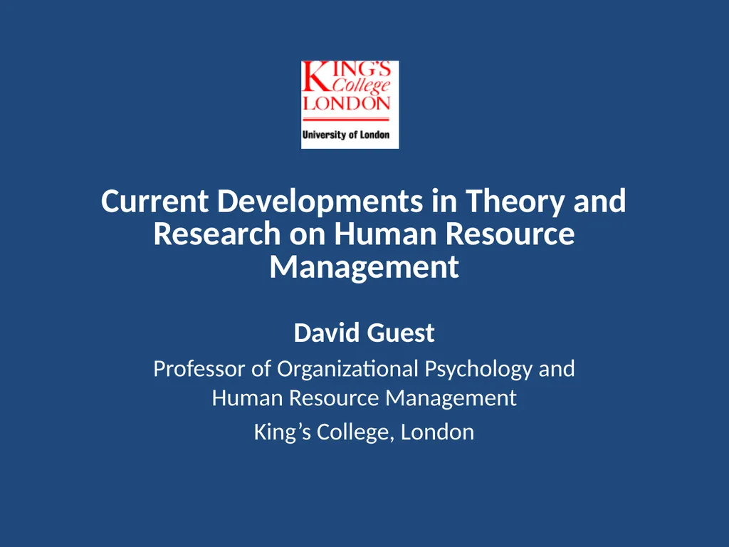 Current Developments in Theory and Research on - slide 1 of 59