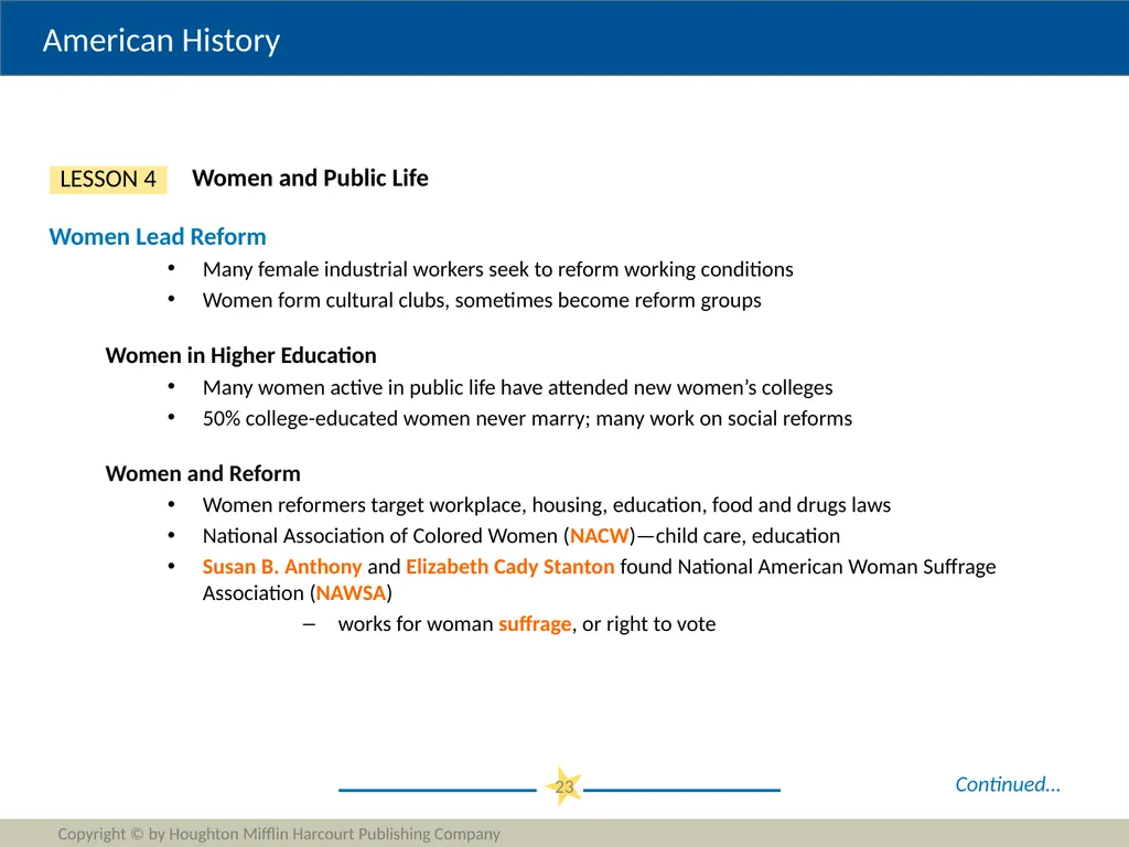 Progressivism Copyright © by Houghton Mifflin - slide 23 of 42