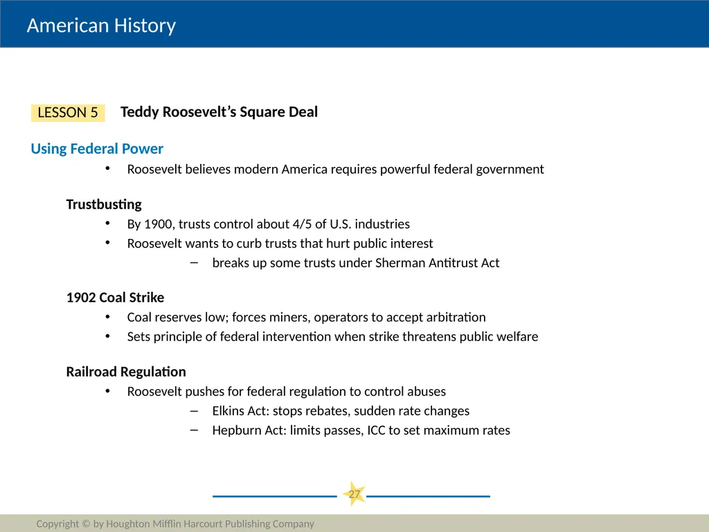 Progressivism Copyright © by Houghton Mifflin - slide 27 of 42