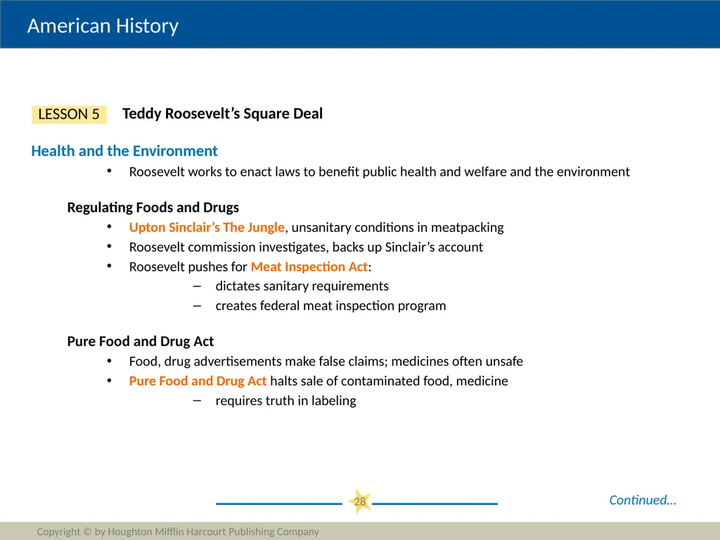 Progressivism Copyright © by Houghton Mifflin - slide 28 of 42