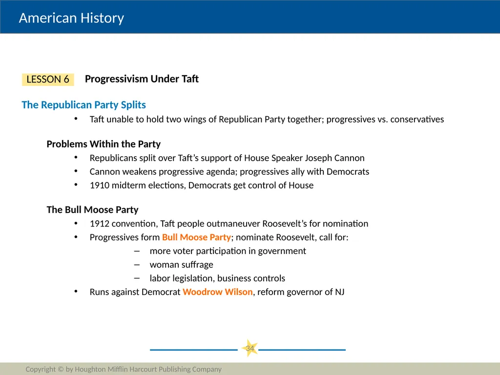 Progressivism Copyright © by Houghton Mifflin - slide 34 of 42