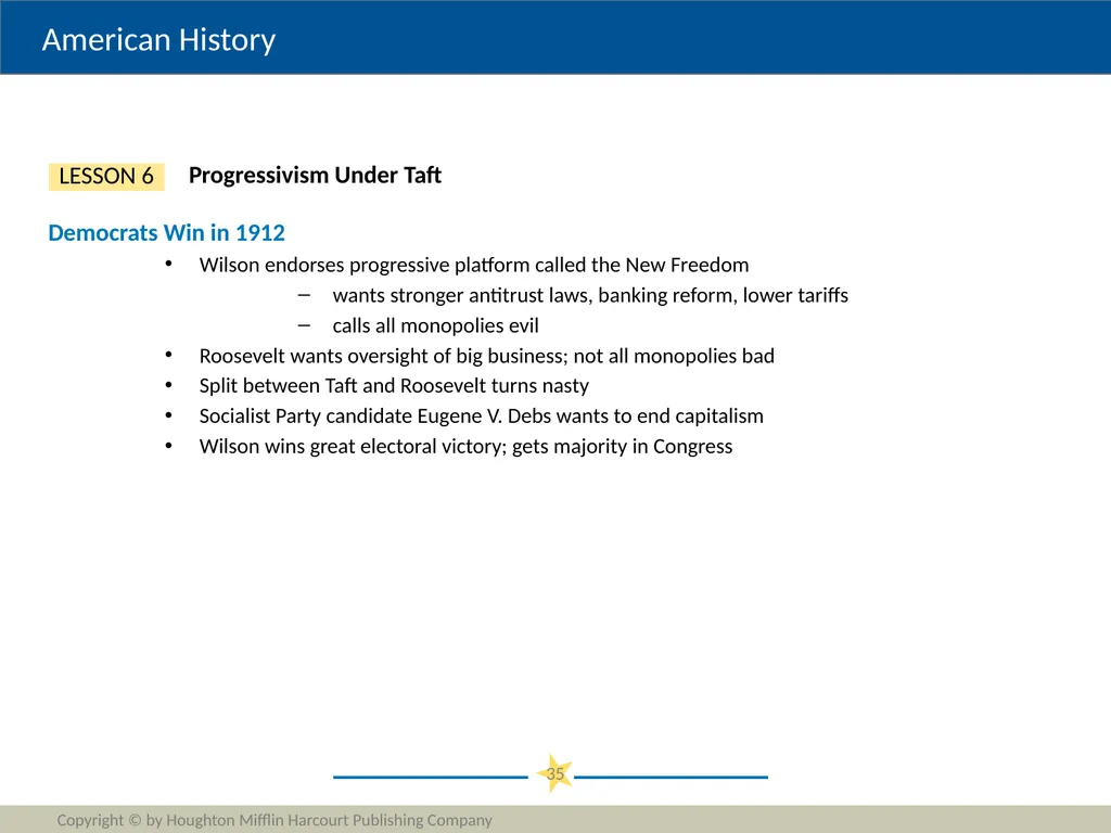 Progressivism Copyright © by Houghton Mifflin - slide 35 of 42