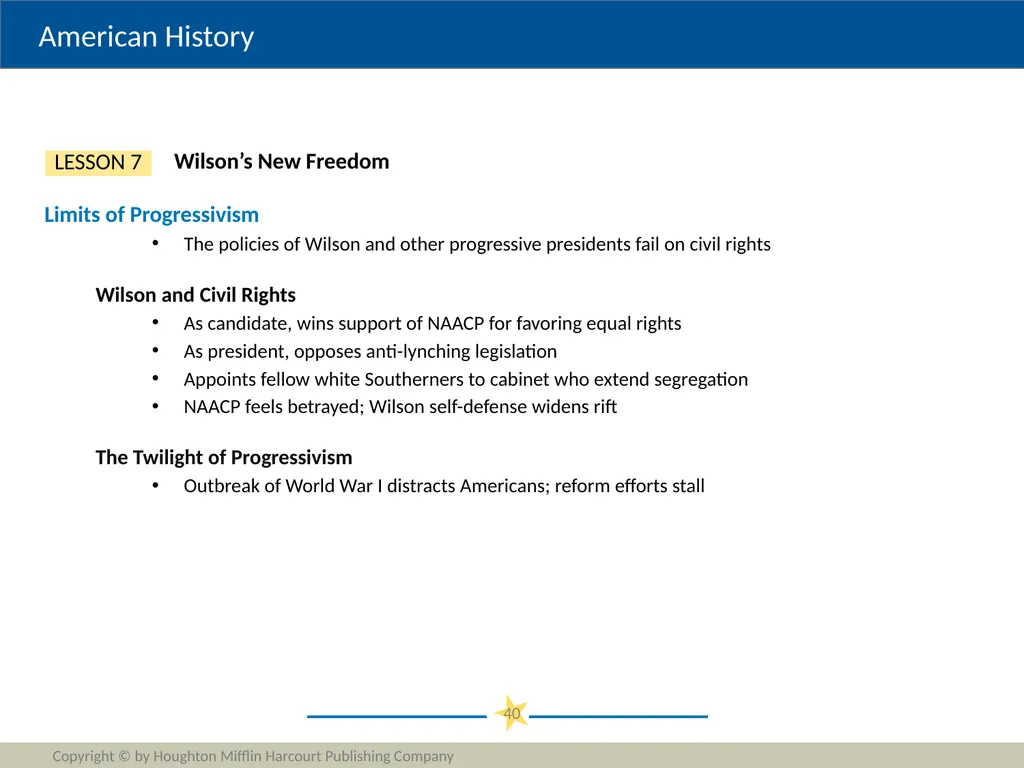 Progressivism Copyright © by Houghton Mifflin - slide 40 of 42
