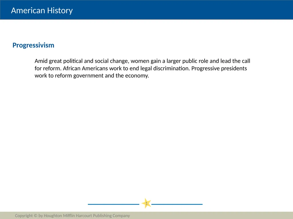 Progressivism Copyright © by Houghton Mifflin - slide 1 of 42