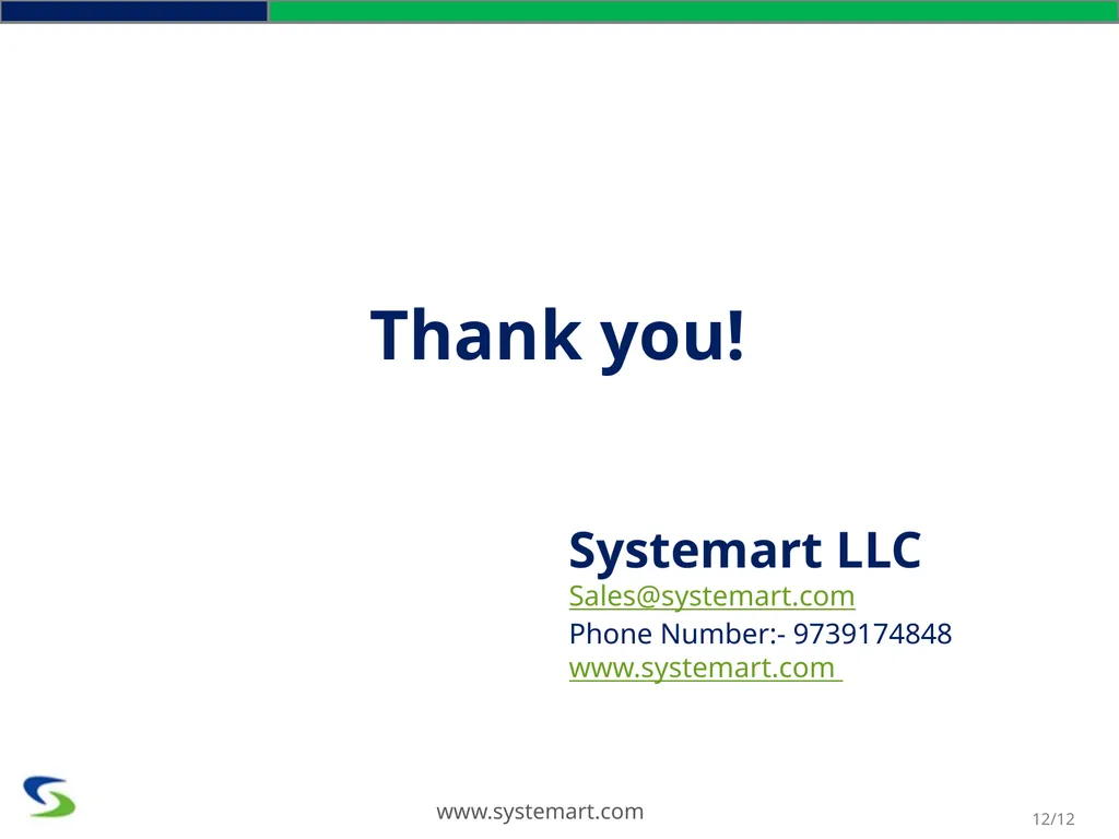 www.systemart.com SYSTEMART, LLC We Optimize. You - slide 12 of 12