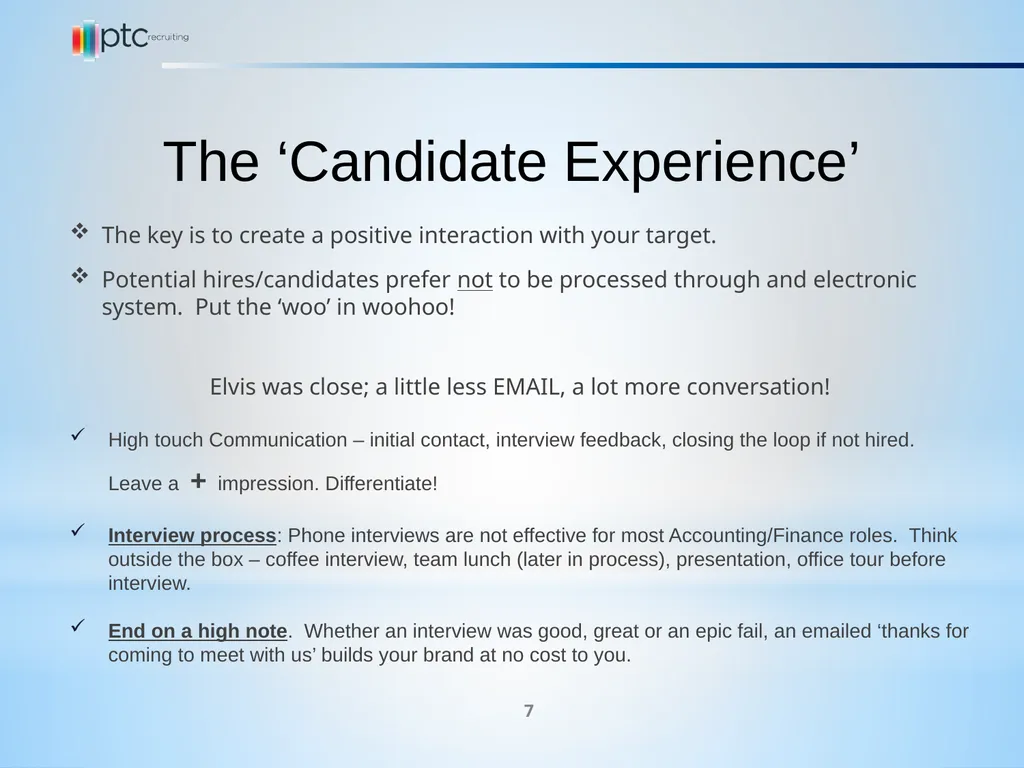 Establish an effective recruitment process for the - slide 7 of 9