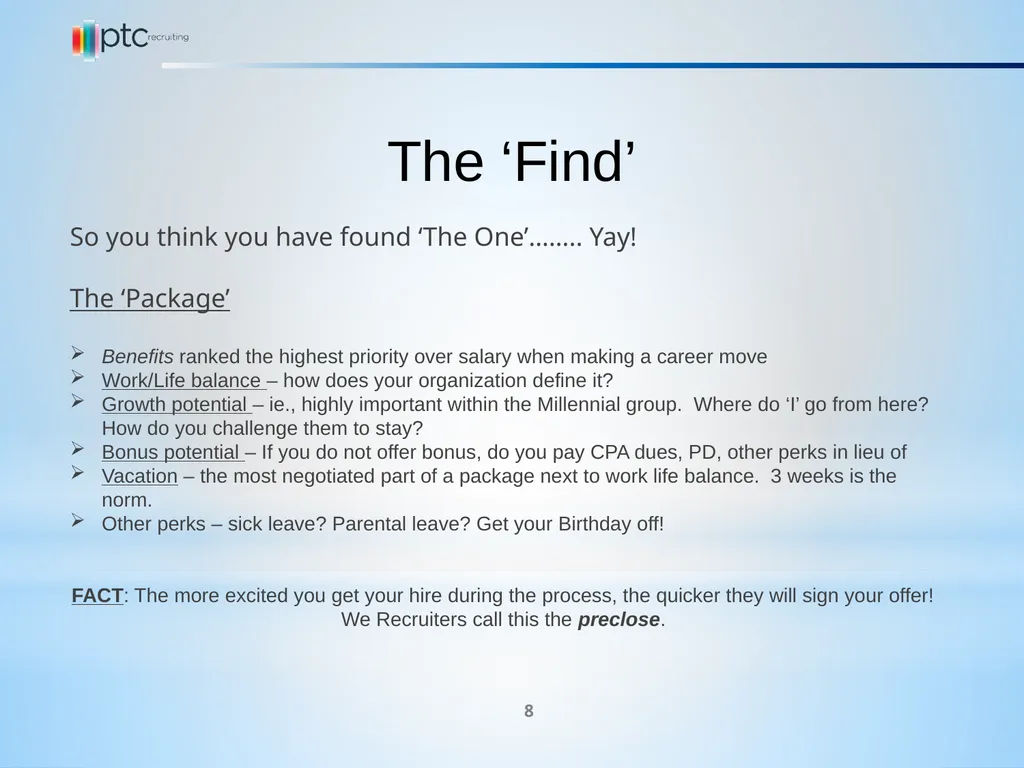 Establish an effective recruitment process for the - slide 8 of 9