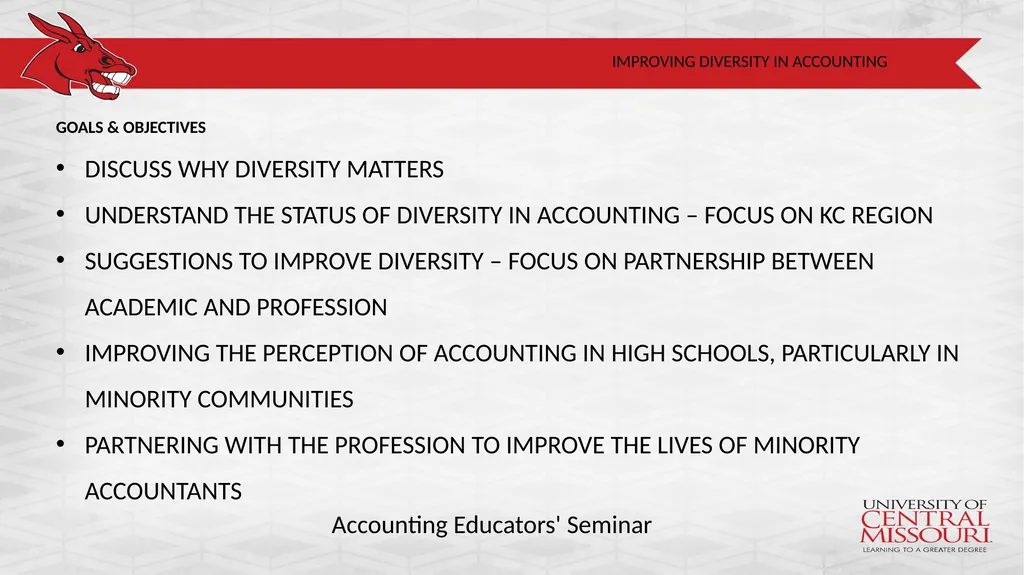 IMPROVING DIVERSITY IN ACCOUNTING FOSTERING A - slide 3 of 6