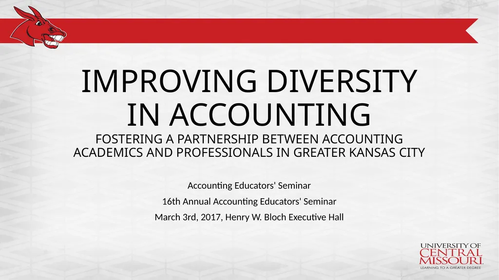 IMPROVING DIVERSITY IN ACCOUNTING FOSTERING A - slide 1 of 6