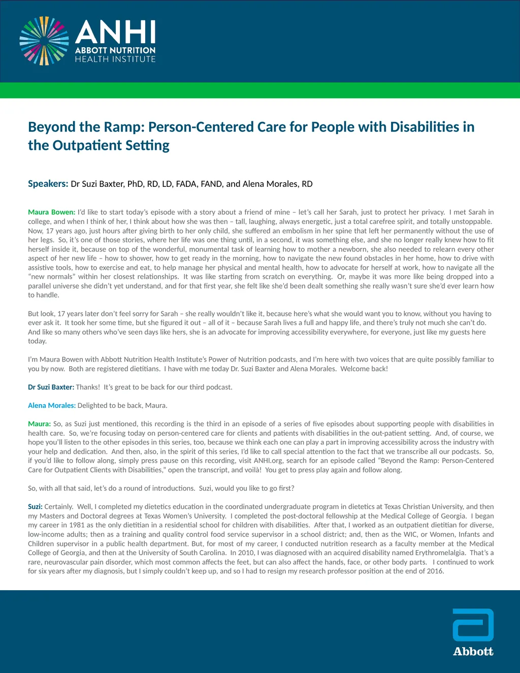 Beyond the Ramp: Person-Centered Care for People