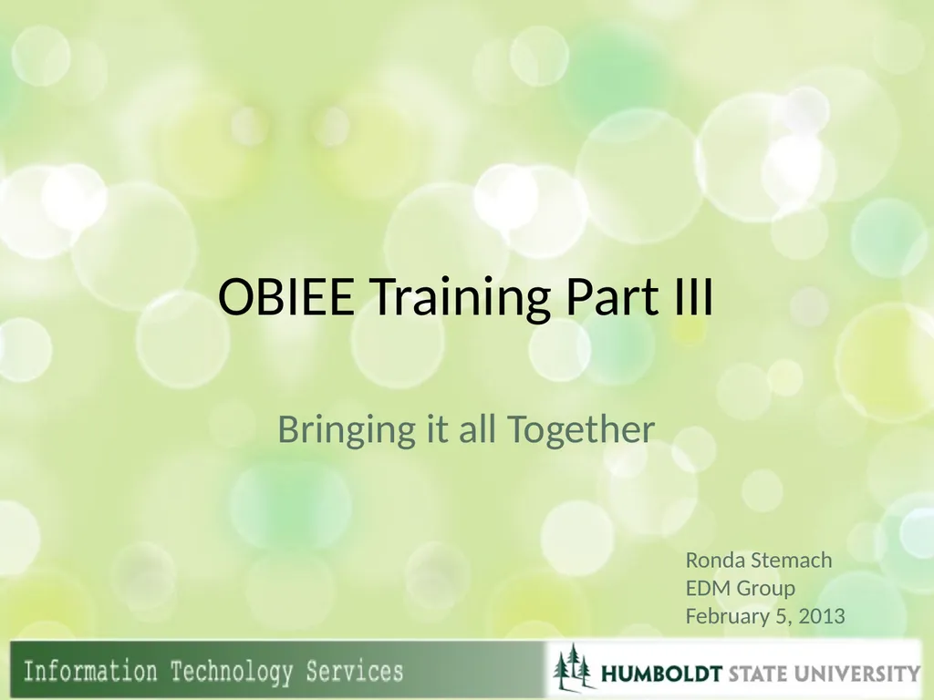 OBIEE Training Part III Bringing it all Together - slide 1 of 13