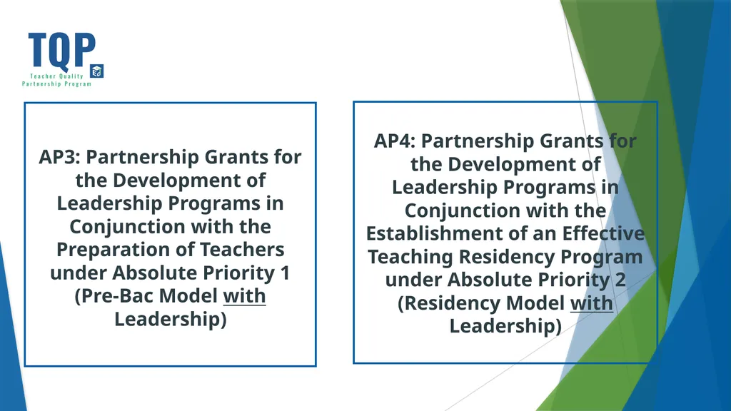 Teacher Quality Partnership (TQP) Grant Program ​ - slide 35 of 97