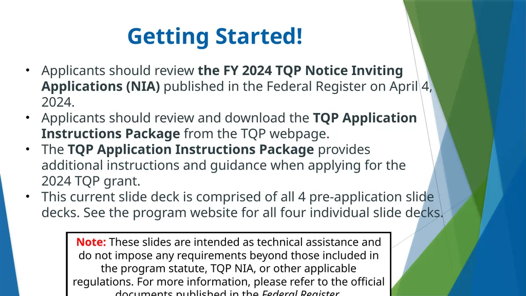 Teacher Quality Partnership (TQP) Grant Program ​ - slide 2 of 97