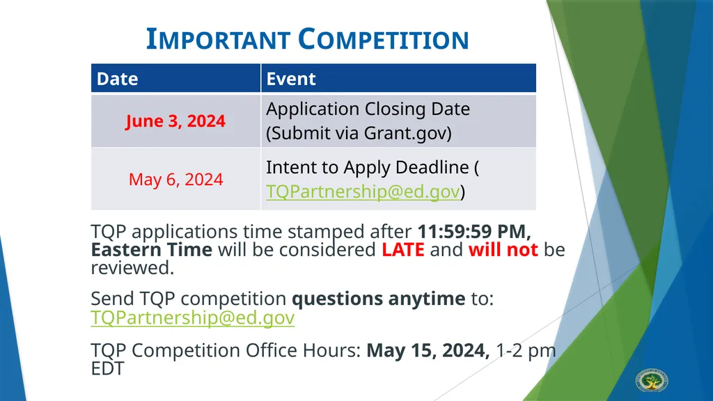 Teacher Quality Partnership (TQP) Grant Program ​ - slide 96 of 97