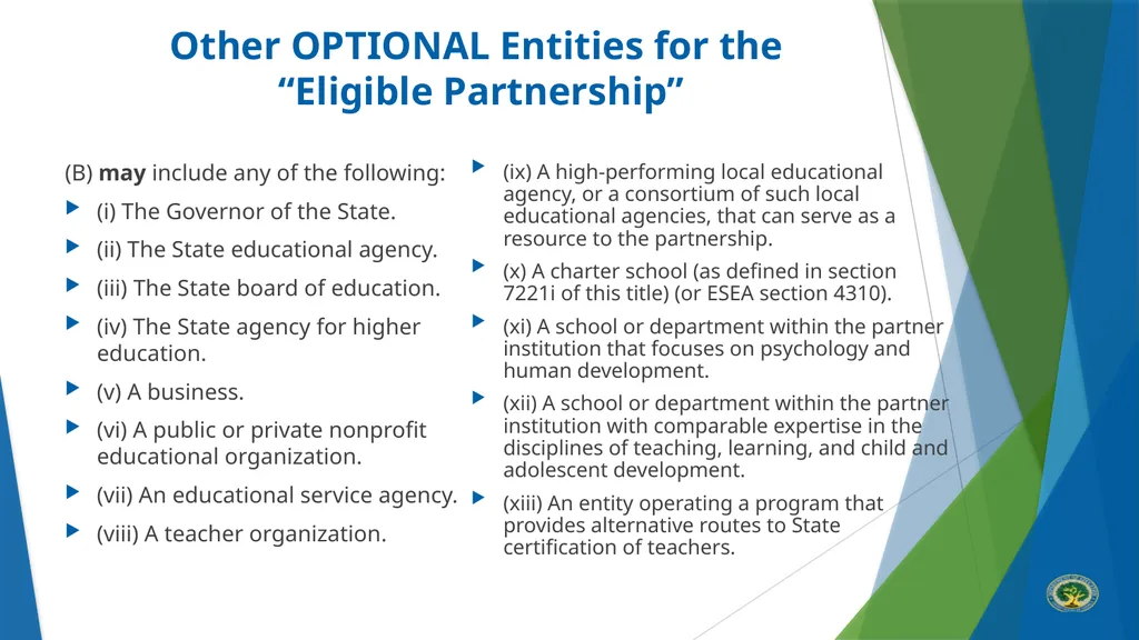 Teacher Quality Partnership (TQP) Grant Program ​ - slide 11 of 97