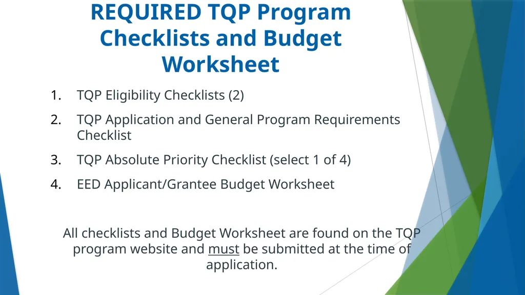 Teacher Quality Partnership (TQP) Grant Program ​ - slide 4 of 97