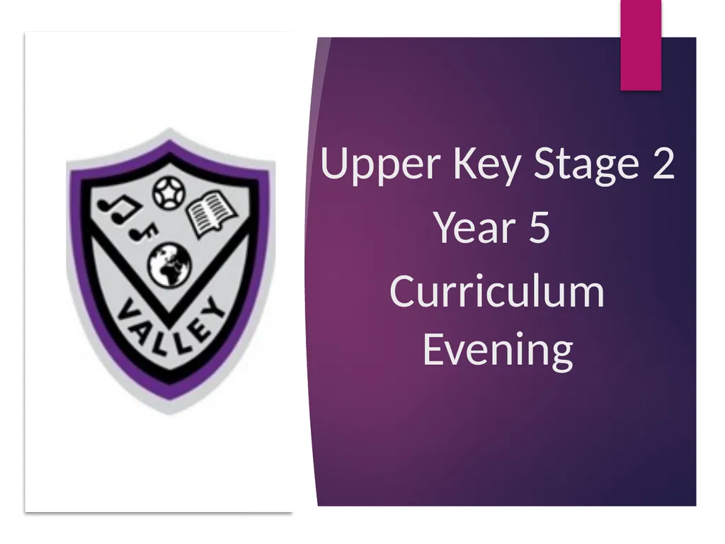 Upper Key Stage 2 Year 5 Curriculum Evening Year 5 - slide 1 of 24