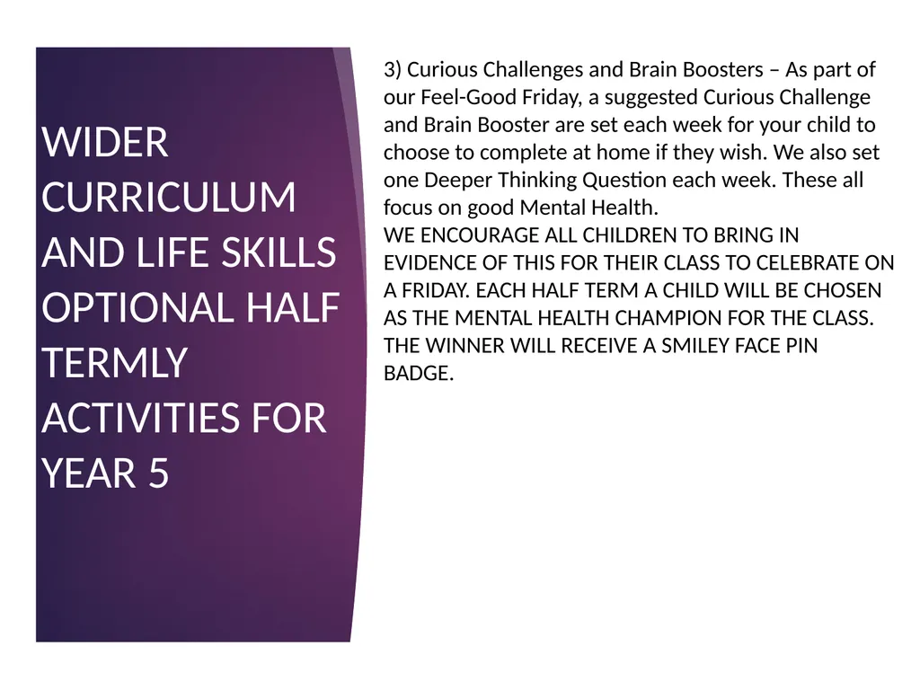 Upper Key Stage 2 Year 5 Curriculum Evening Year 5 - slide 23 of 24