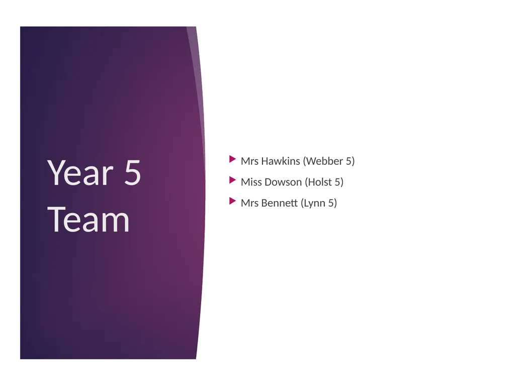 Upper Key Stage 2 Year 5 Curriculum Evening Year 5 - slide 2 of 24