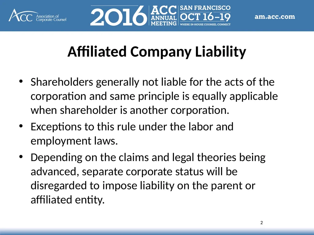 Session Overview Affiliated Company Liability - slide 2 of 28