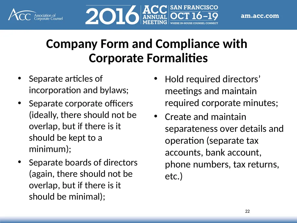 Session Overview Affiliated Company Liability - slide 22 of 28