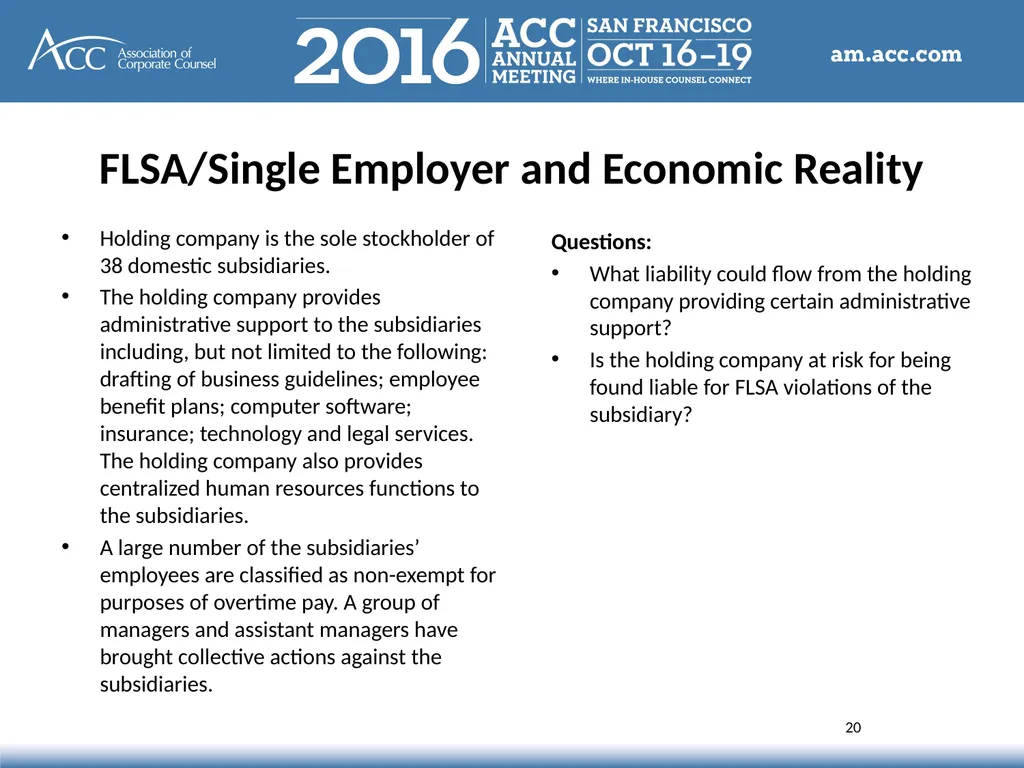 Session Overview Affiliated Company Liability - slide 20 of 28