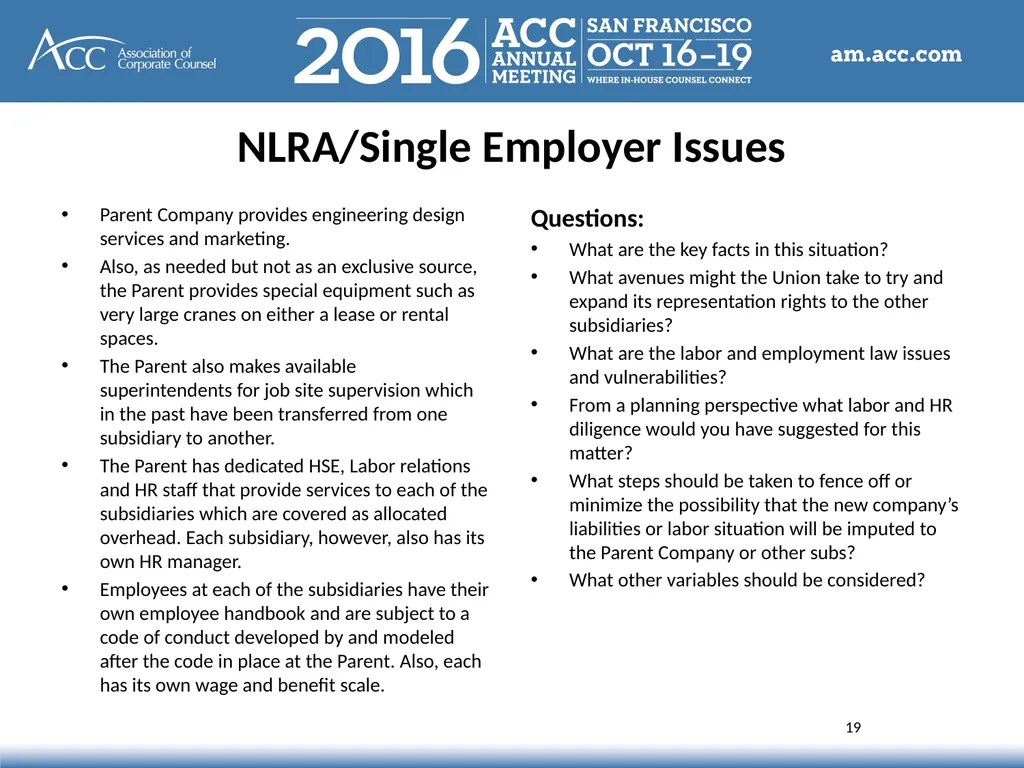 Session Overview Affiliated Company Liability - slide 19 of 28