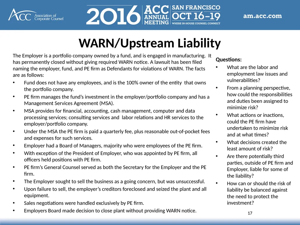 Session Overview Affiliated Company Liability - slide 17 of 28