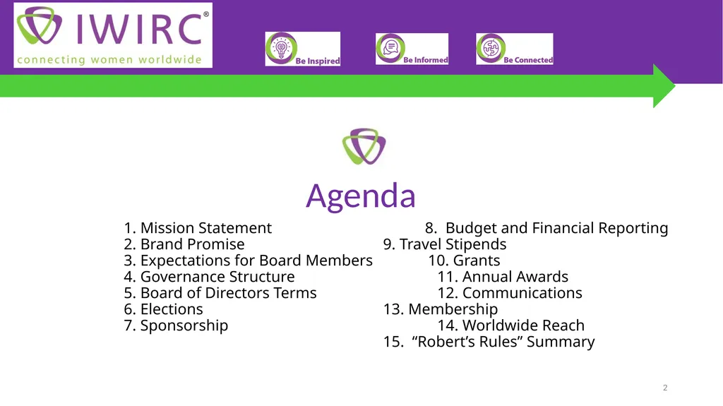 Board Member Bootcamp December 2023 1 Agenda 1. - slide 2 of 38