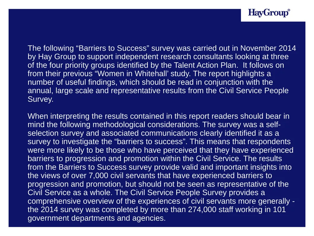 The following “Barriers to Success” survey was