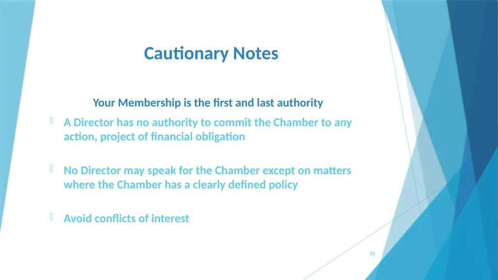 A survival Guide for Chamberlanders - Governance - slide 33 of 63