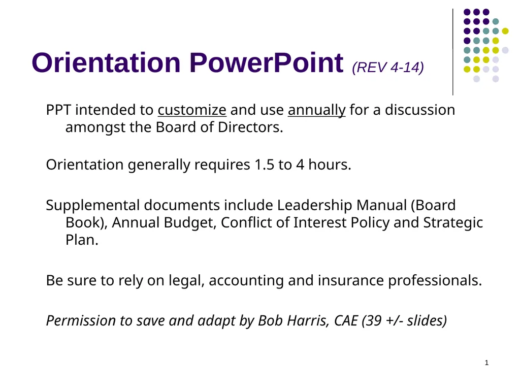 1 Orientation PowerPoint (REV 4-14) PPT intended - slide 1 of 40