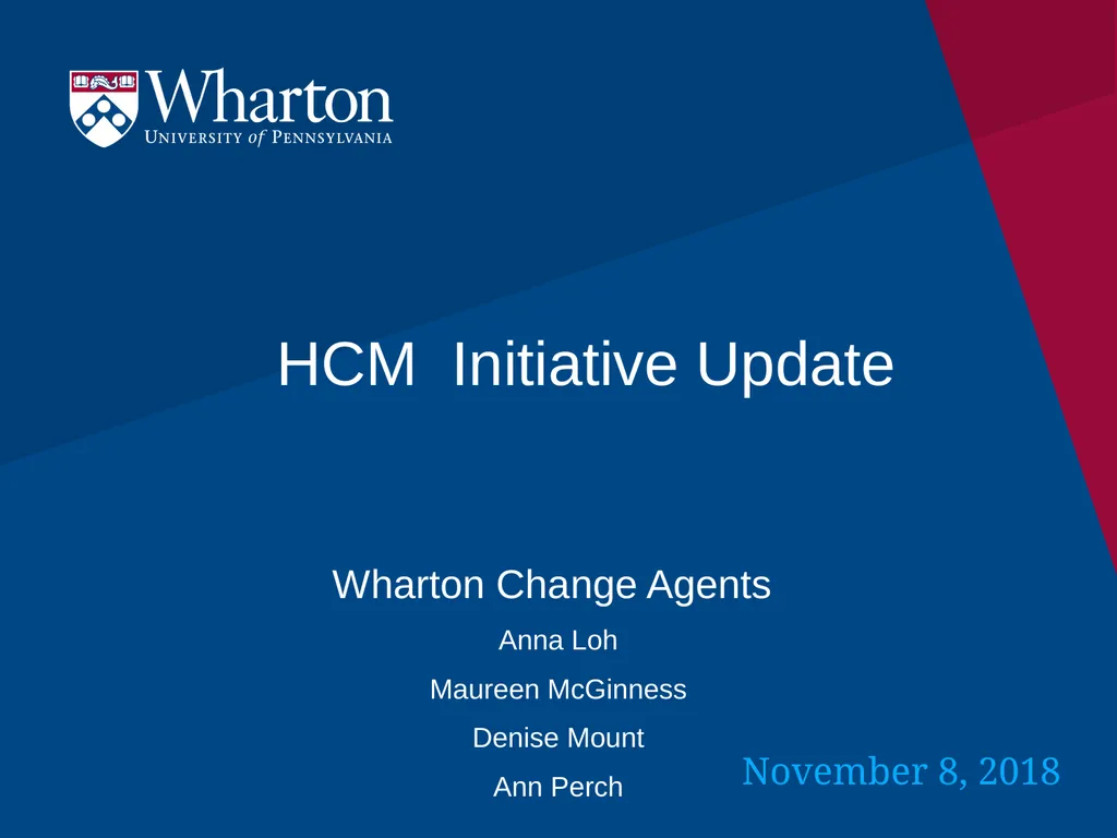 HCM Initiative Update Wharton Change Agents Anna