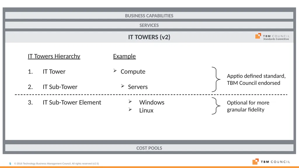 TBM Taxonomy Version 2.0 October 31, 2016 TBM - slide 5 of 14