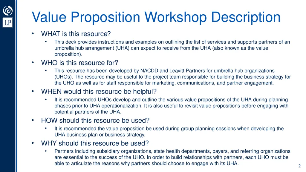 Umbrella Hub Arrangement Value Proposition - slide 2 of 30