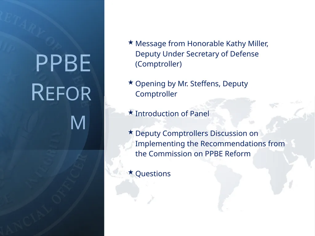 PPBE Reform ASMC PDI March 13, 2024 PPBE Reform - slide 2 of 22