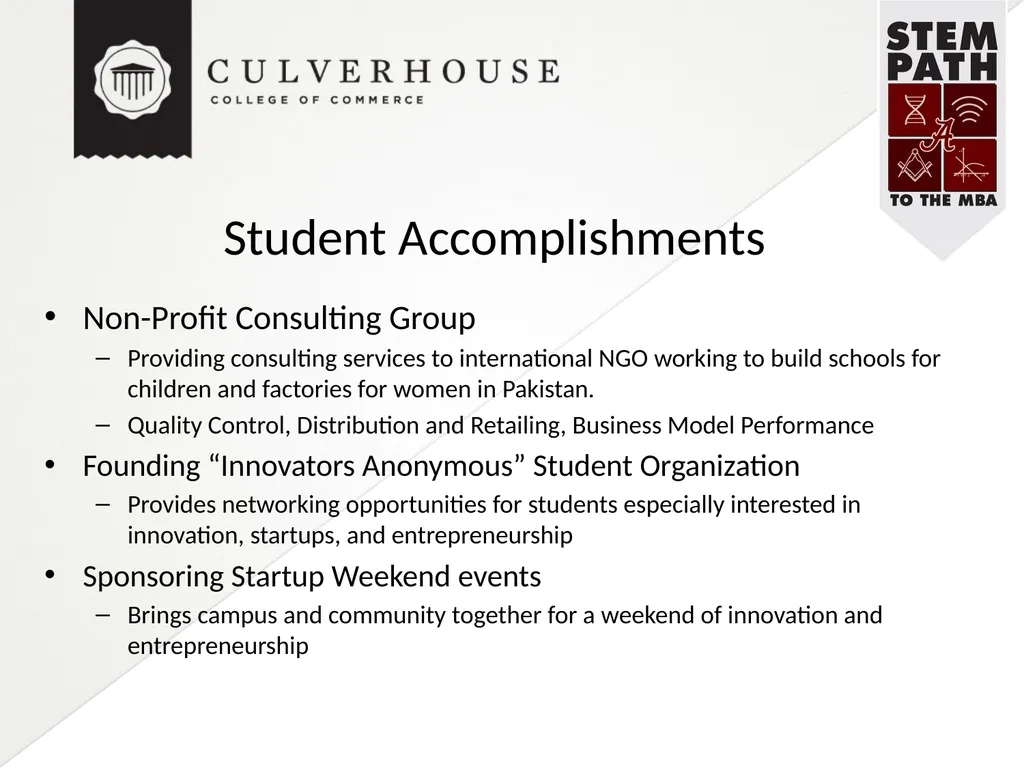 The STEM Path to the MBA: Innovative Recruiting - slide 19 of 22