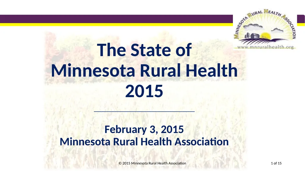The State of Minnesota Rural Health 2015