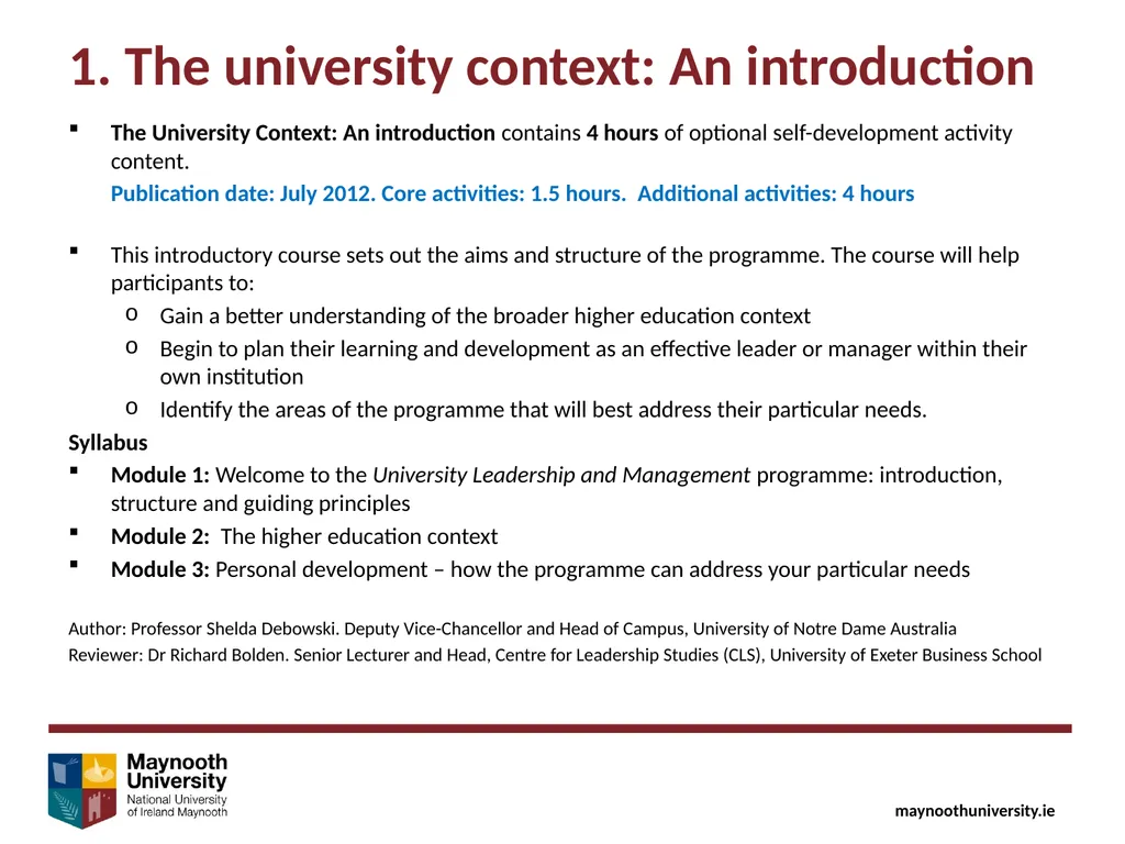 University Leadership & Management Maynooth - slide 3 of 11
