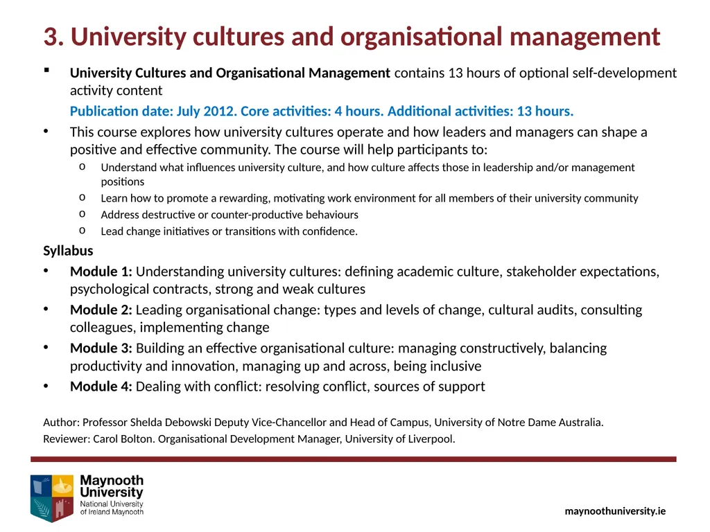 University Leadership & Management Maynooth - slide 5 of 11