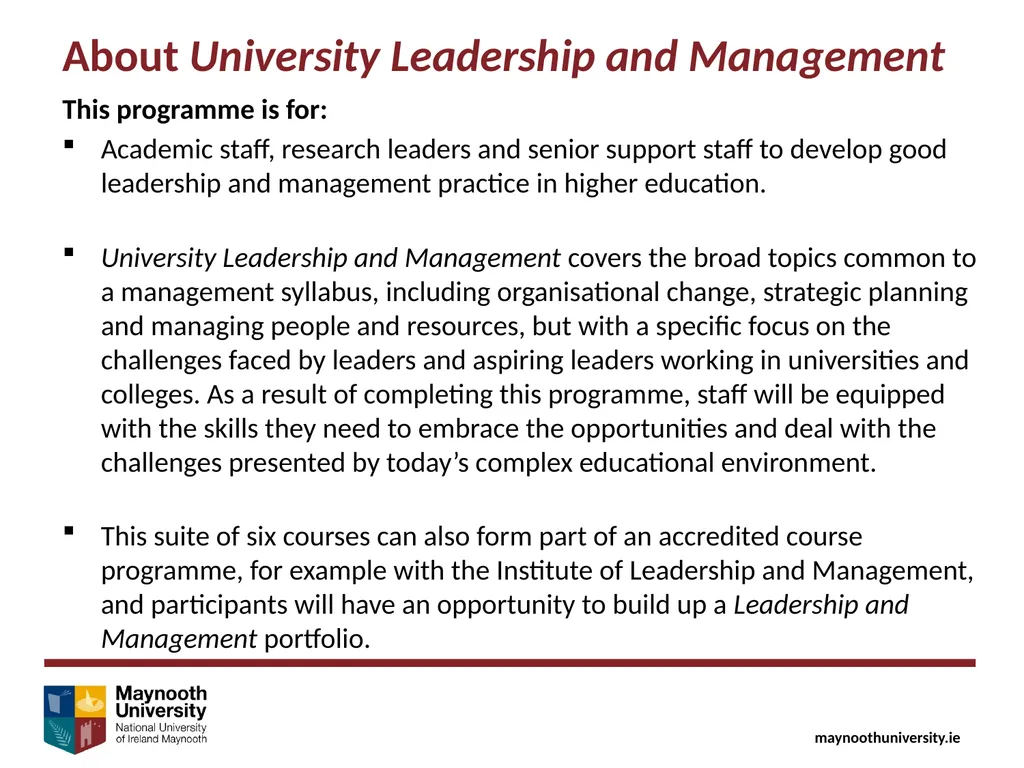 University Leadership & Management Maynooth - slide 9 of 11