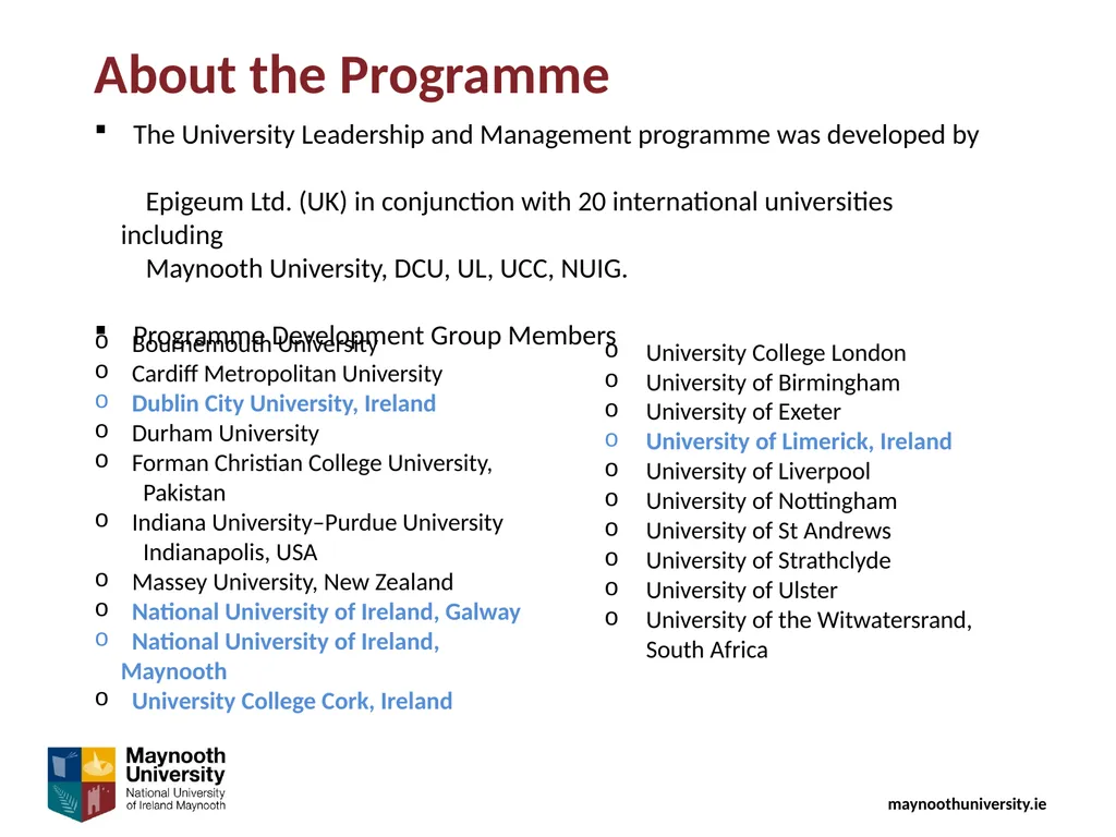 University Leadership & Management Maynooth - slide 11 of 11