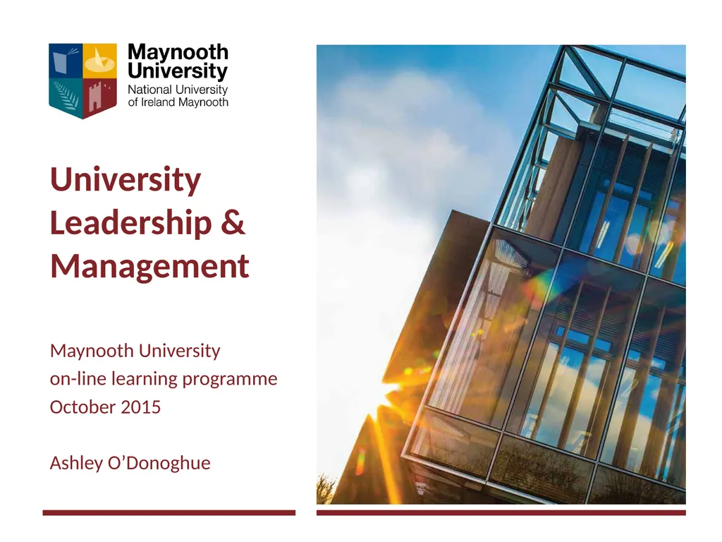 University Leadership & Management Maynooth - slide 1 of 11